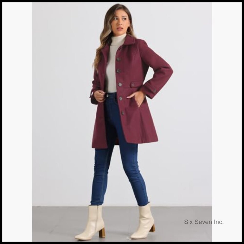 Polyester Pea Coat with Pockets, Fully Lined Over… - image 3
